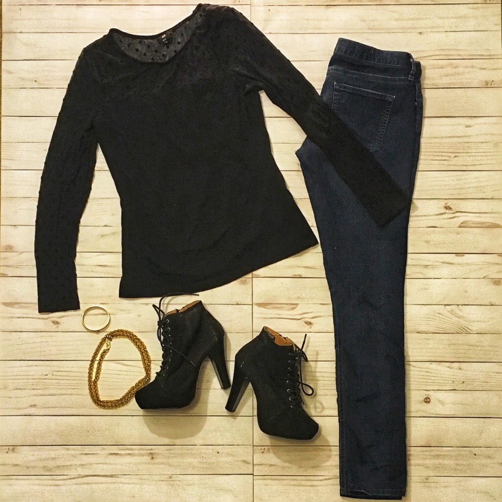 H&M Long Sleeve Shirt with Mesh sleeves & Neckline